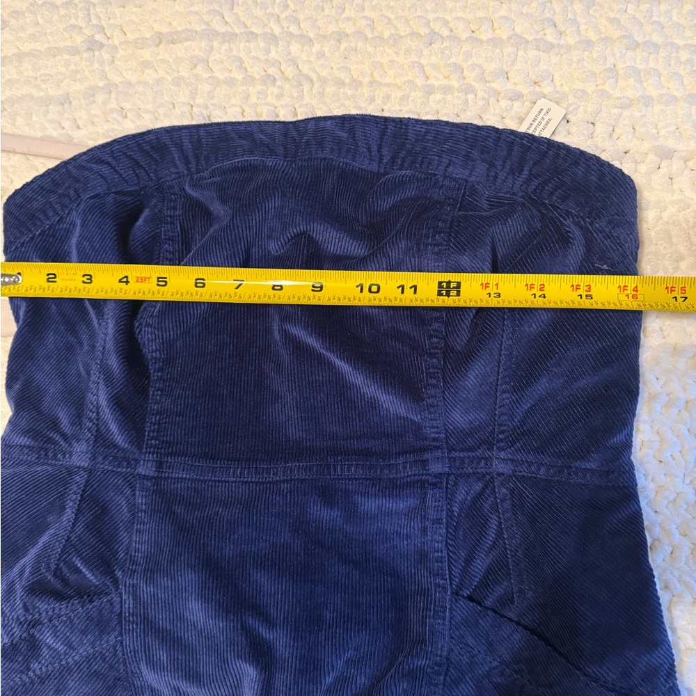NWT Anthropologie Pilcro Strapless Corduroy Slim Midi Dress Blue - Picture 4 of 14